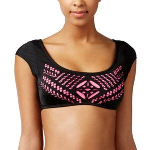 Bikini Nation Women's Laser-Tag Two-Tone Cropped Bikini Top
